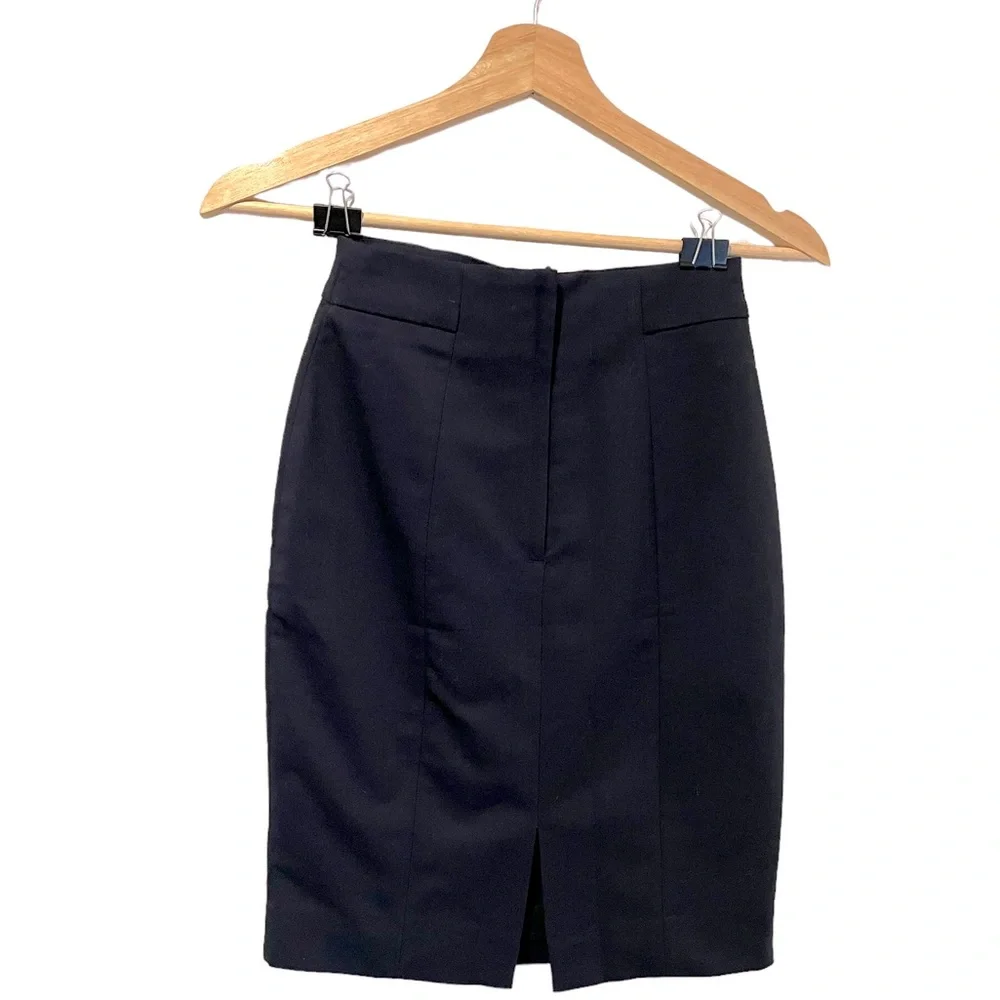 H&M Navy Blue High Waisted Pencil Skirt Size 2 - Picture 2 of 7